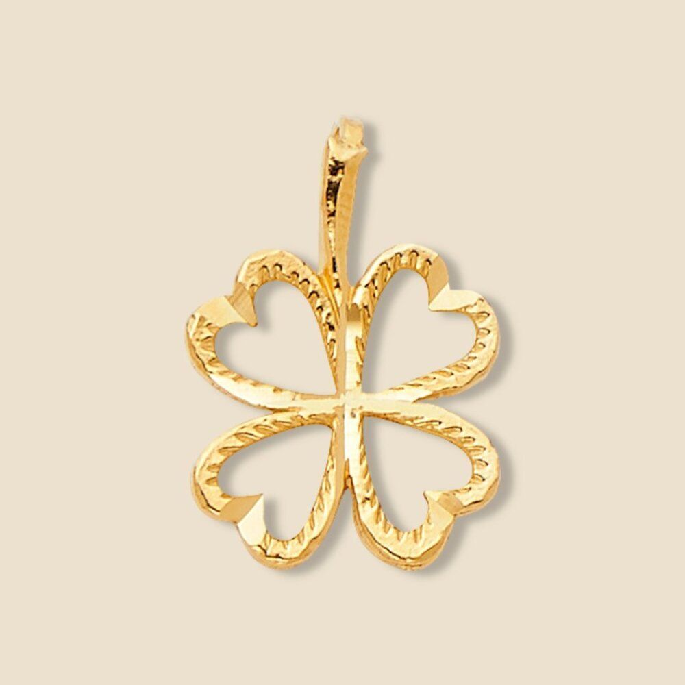 14K Gold Heart Clover Pendant | Dainty Good Luck Charm by Tehrani Jewelry